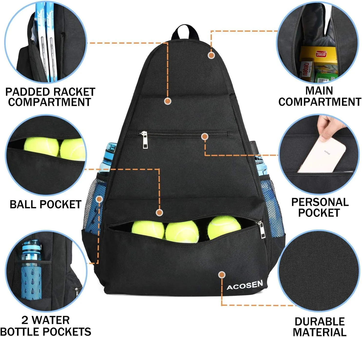 Large Tennis Backpack for Women and Men Hold Tennis Racket and Other Accessories