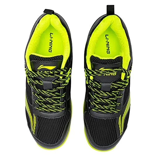 Li-Ning ATTACK PRO IV Non-Marking Badminton Shoes BLACK/LIME,9 UK