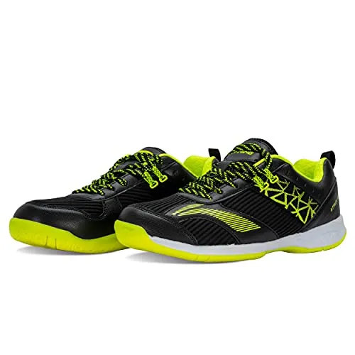 Li-Ning ATTACK PRO IV Non-Marking Badminton Shoes BLACK/LIME,9 UK