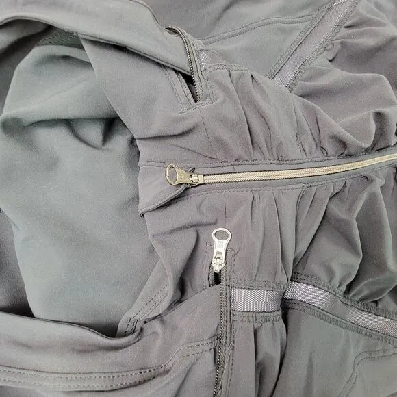 Lululemon Go The Distance Vest Size 6 Full Zip Pockets Running Black Hooded