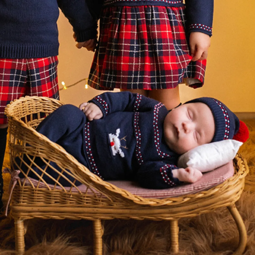Mac Ilusion Boys Knitted Reindeer Navy 3 Piece Set
