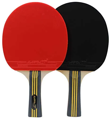 MAPOL Ping Pong Paddle Set - 4 Professional Table Tennis Rackets/Paddles - 8 Premium 3-Star Balls, Portable Cover Case Holder Included