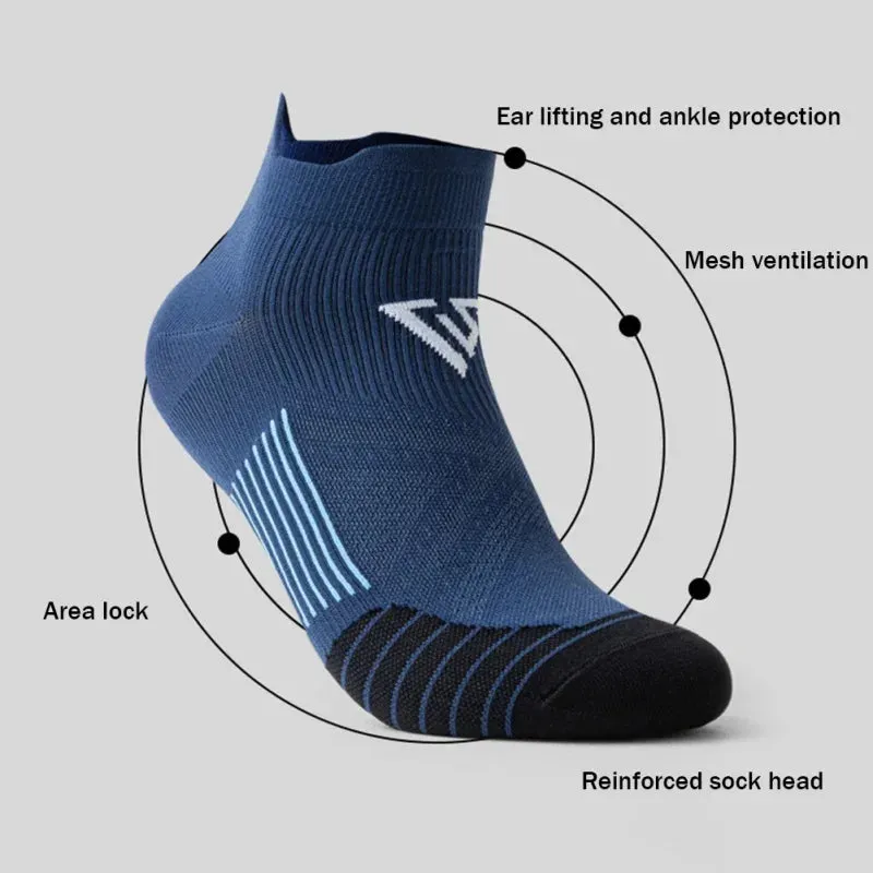 Marathon Running Socks for Men Women Cycling Sports Socks Gym Fitness Thickened Cushioned Short Tube Low Cut Boat Ankle Socks