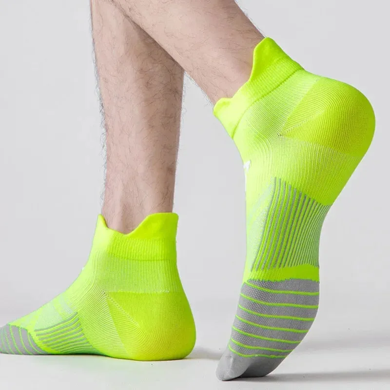 Marathon Running Socks for Men Women Cycling Sports Socks Gym Fitness Thickened Cushioned Short Tube Low Cut Boat Ankle Socks
