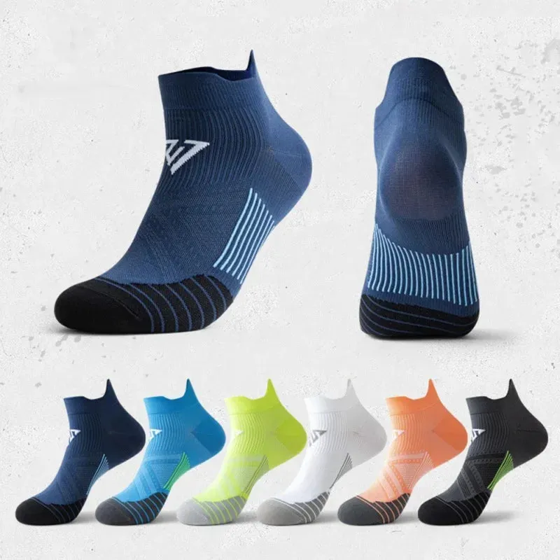 Marathon Running Socks for Men Women Cycling Sports Socks Gym Fitness Thickened Cushioned Short Tube Low Cut Boat Ankle Socks