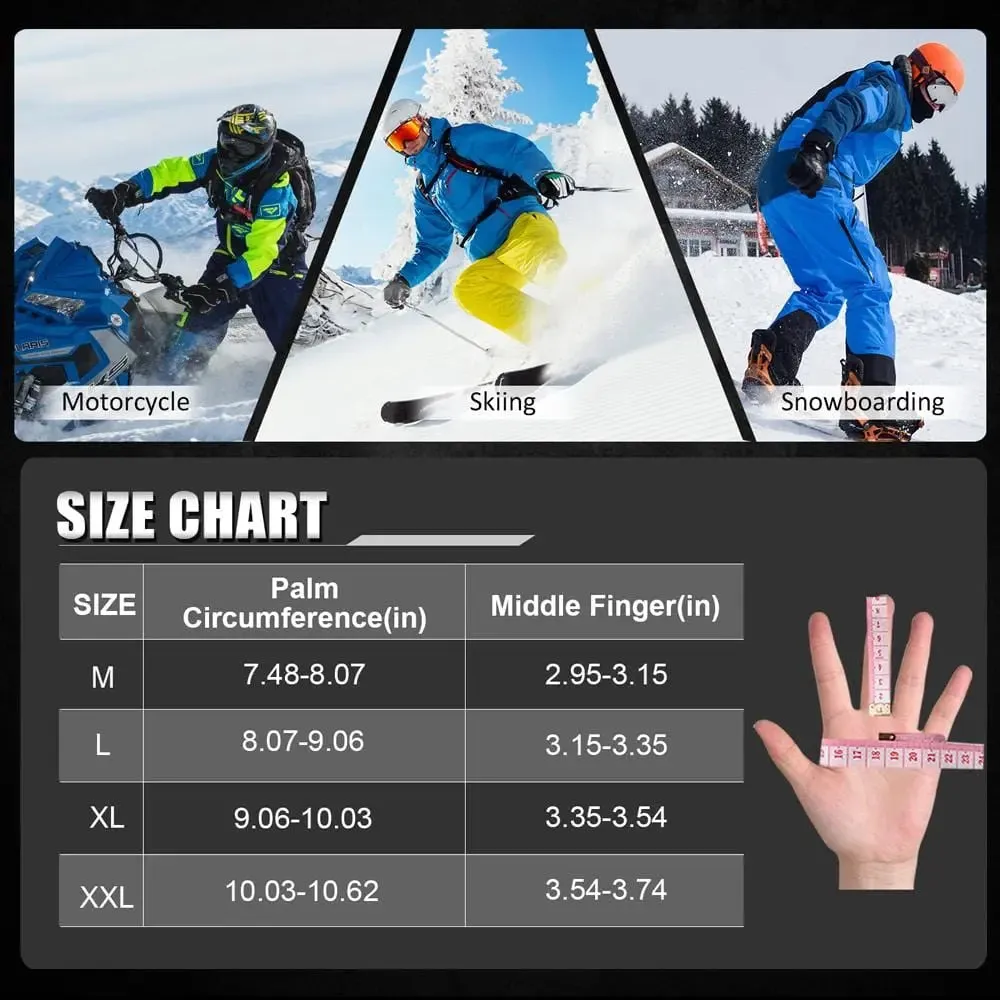 MCTi Men's Ski Gloves - 3M Thinsulate & Waterproof with Wrist Leashes