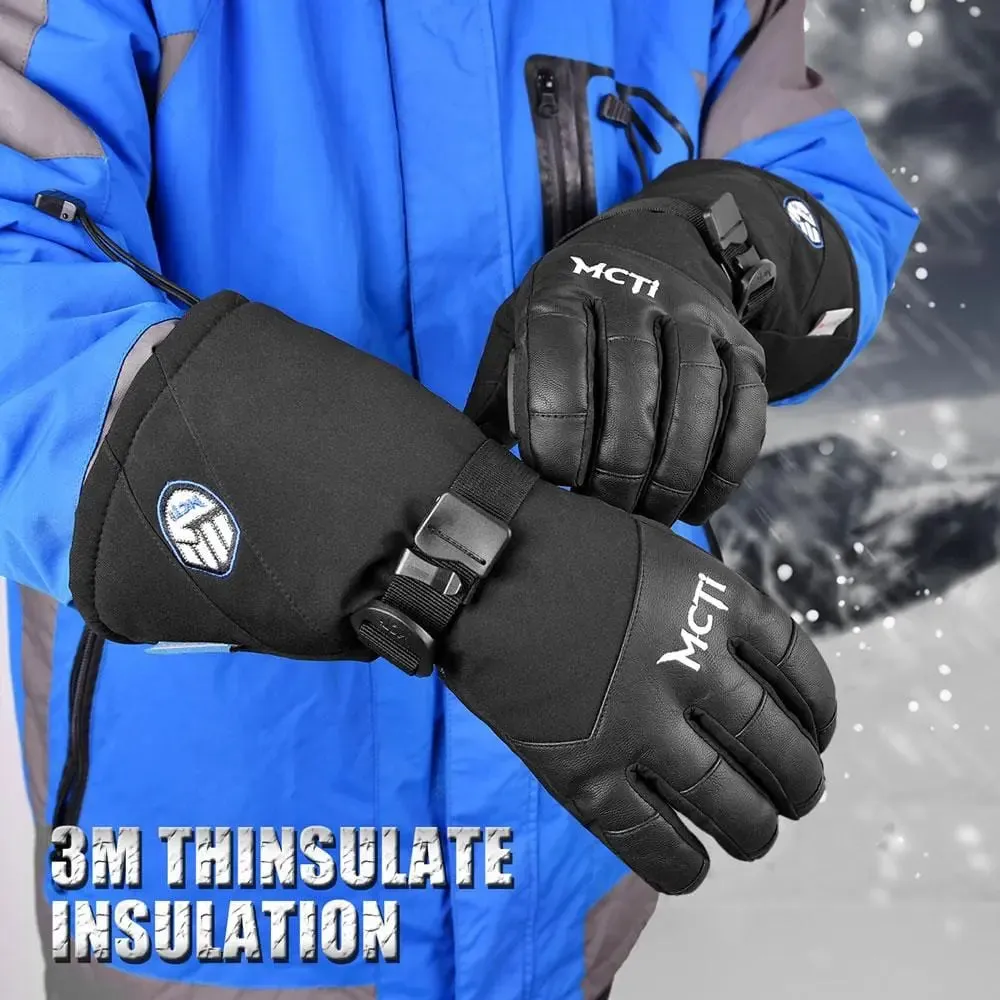 MCTi Men's Ski Gloves - 3M Thinsulate & Waterproof with Wrist Leashes