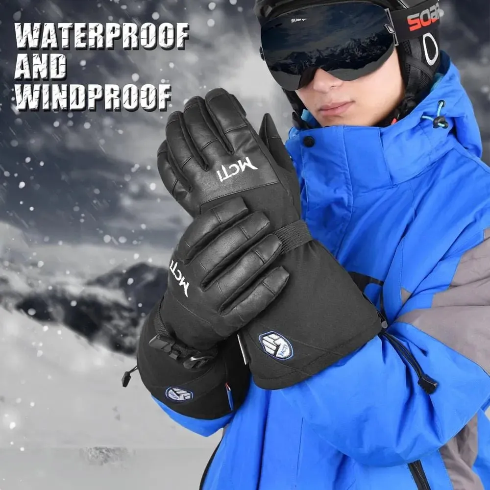 MCTi Men's Ski Gloves - 3M Thinsulate & Waterproof with Wrist Leashes