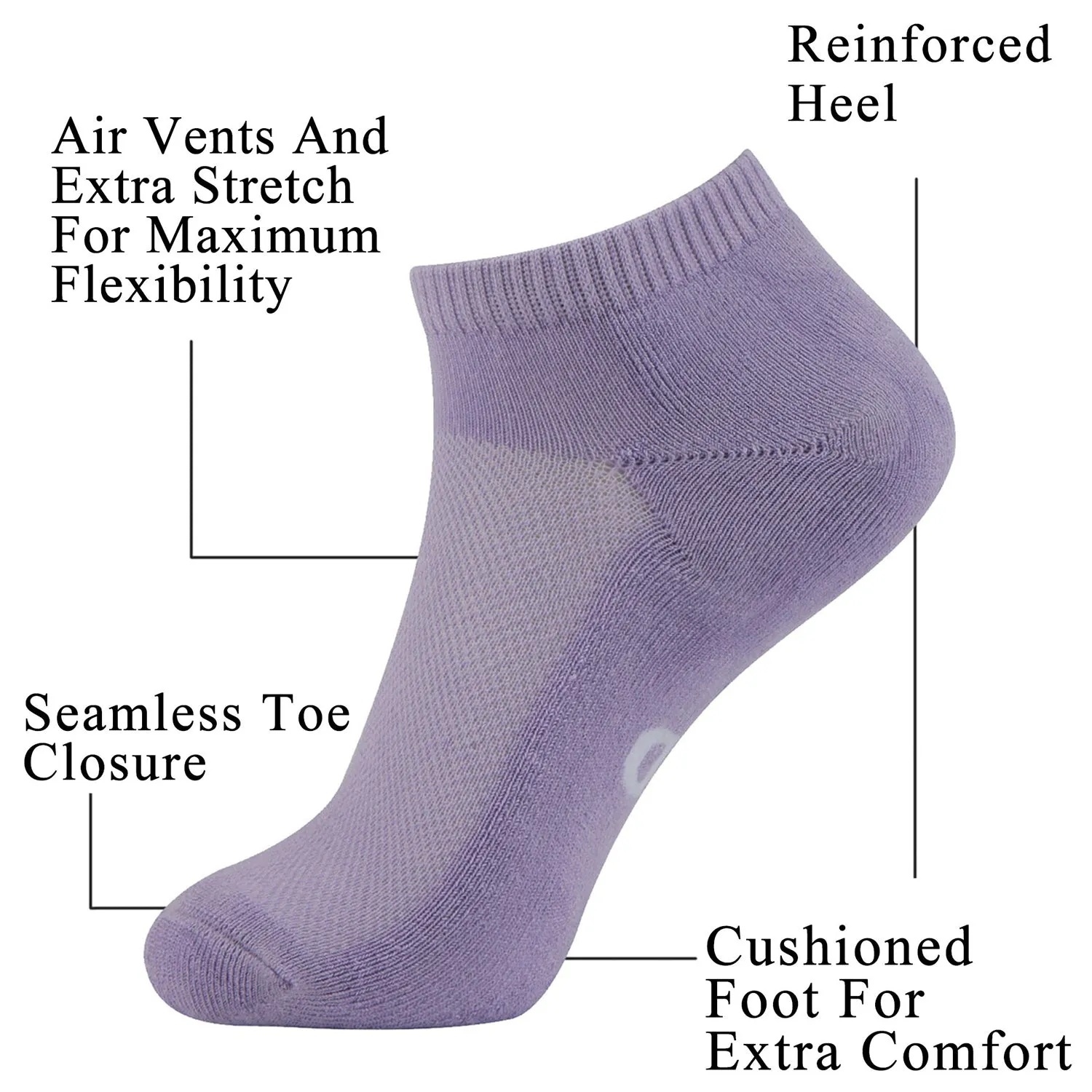 MD Bamboo Moisture Wicking Low-cut Socks Colorful