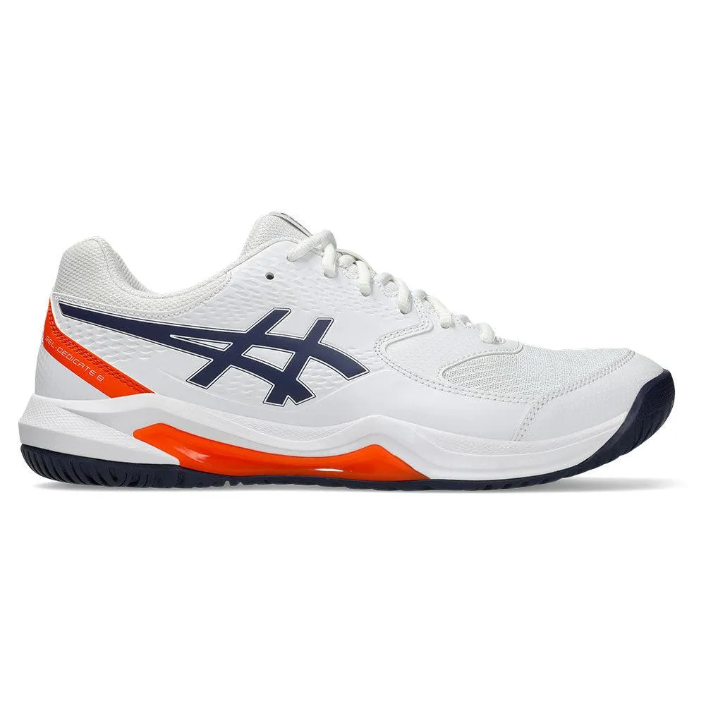 Men`s GEL-Dedicate 8 Tennis Shoes White and Indigo Fog