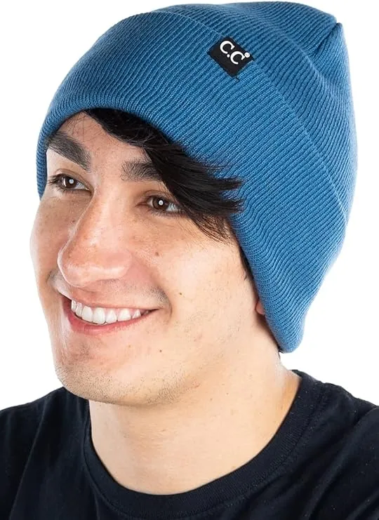 Mens Solid Cuff Knit Beanie