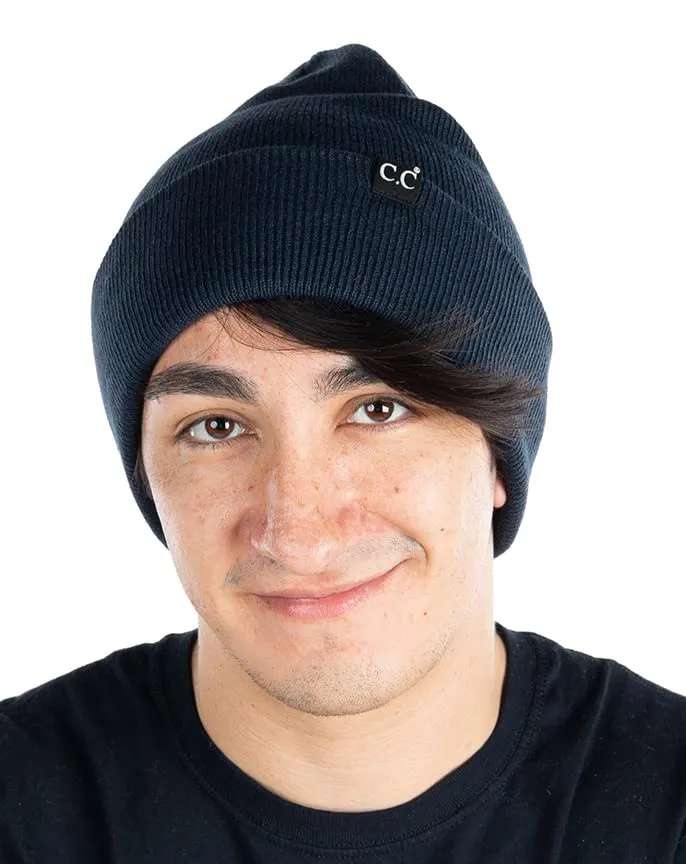 Mens Solid Cuff Knit Beanie