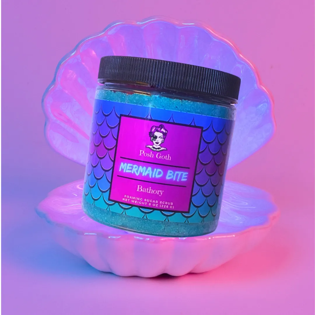 MERMAID BITE Mango Papaya and Peppermint Foaming Sugar Scrub - Posh Goth