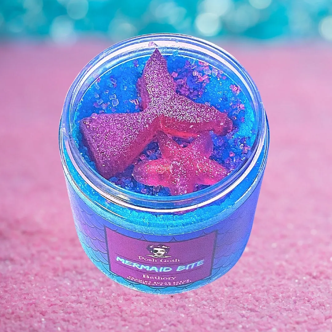 MERMAID BITE Mango Papaya and Peppermint Foaming Sugar Scrub - Posh Goth