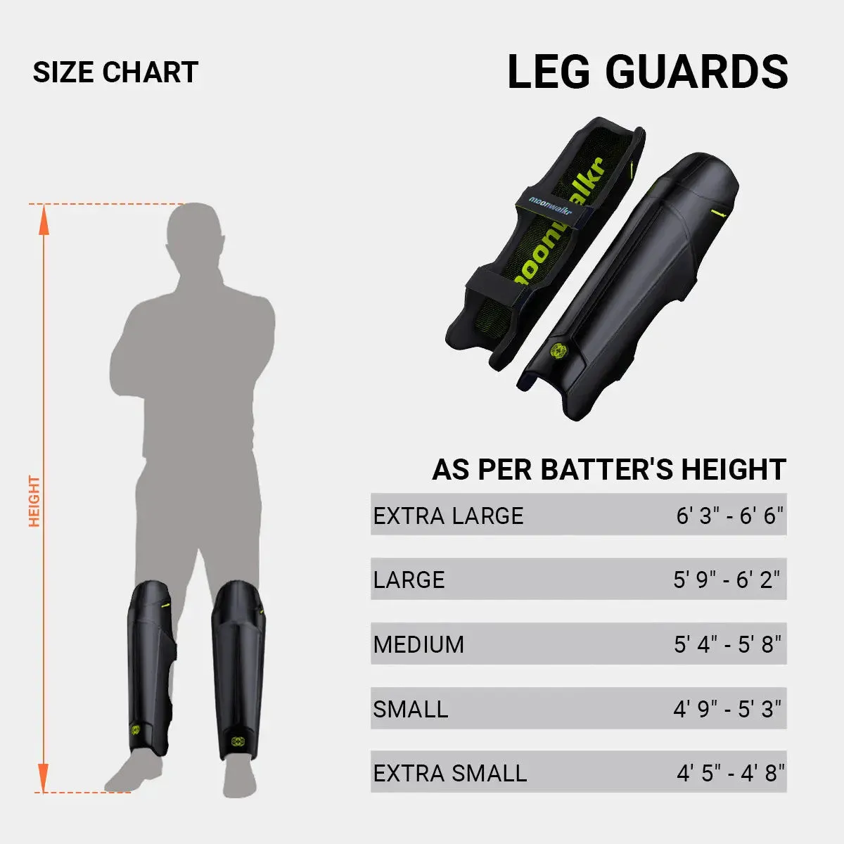 Moonwalkr 2.0 Cricket Batting Leg Guard Pads Black