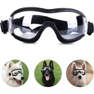 New Dog Goggles for Medium Large Breed Dog Eye Protection Sunglasses Windproof UV-Proof Goggles for Outdoor, Clear Lens & Adjustable Head Straps