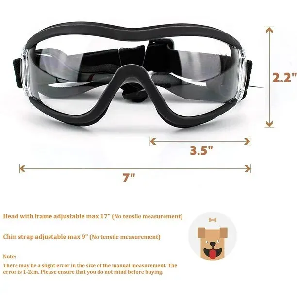 New Dog Goggles for Medium Large Breed Dog Eye Protection Sunglasses Windproof UV-Proof Goggles for Outdoor, Clear Lens & Adjustable Head Straps