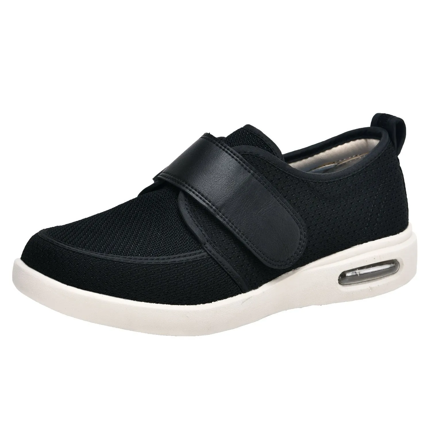 Orthopedic Stretch No-Tie Wide Shoes w/ Adjustable Closure - Black