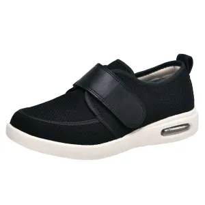 Orthopedic Stretch No-Tie Wide Shoes w/ Adjustable Closure - Black