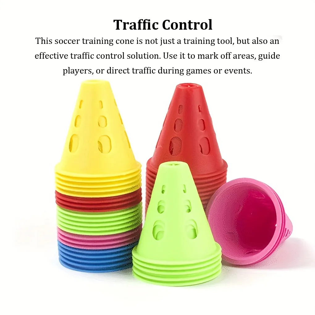 Premium Windproof Agility Marking Cones for Roller Skating & Soccer Training – 10pcs Set with Perforated Design & Storage Bag – Durable ABS Material, Improve Speed & Precision