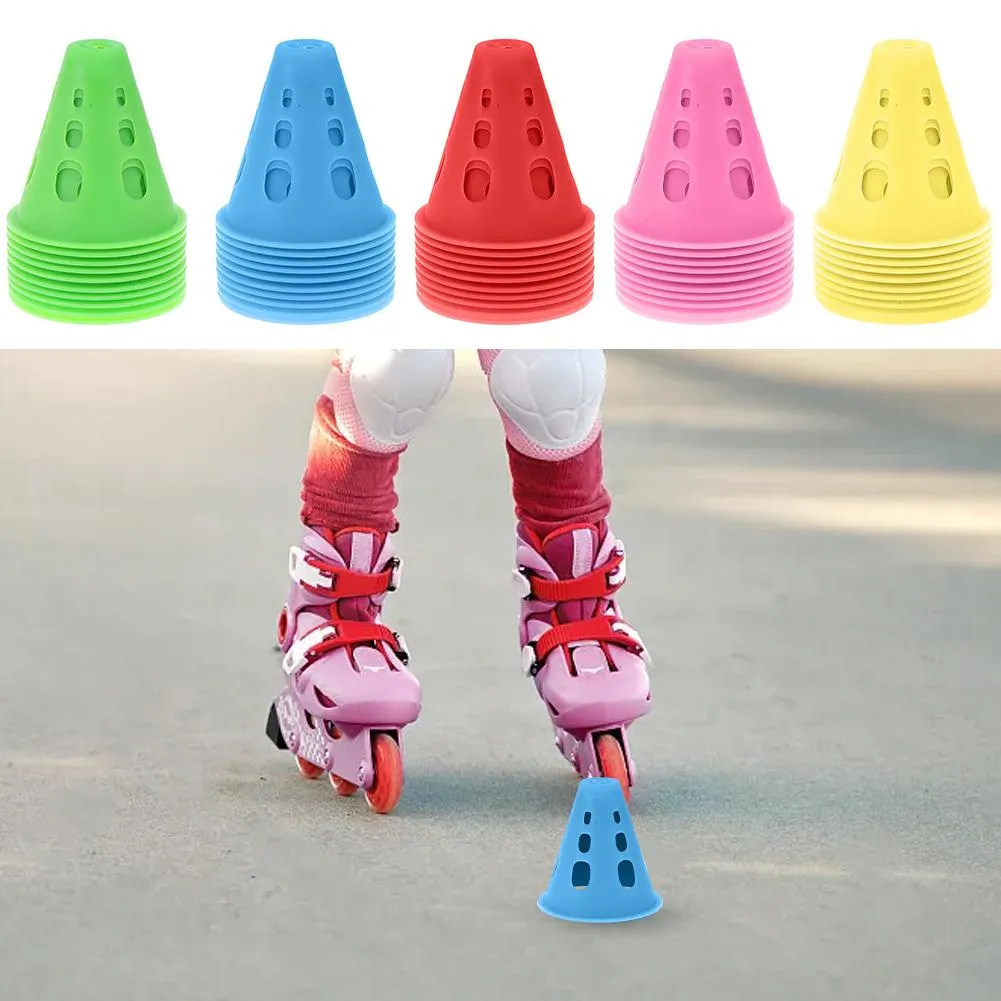 Premium Windproof Agility Marking Cones for Roller Skating & Soccer Training – 10pcs Set with Perforated Design & Storage Bag – Durable ABS Material, Improve Speed & Precision