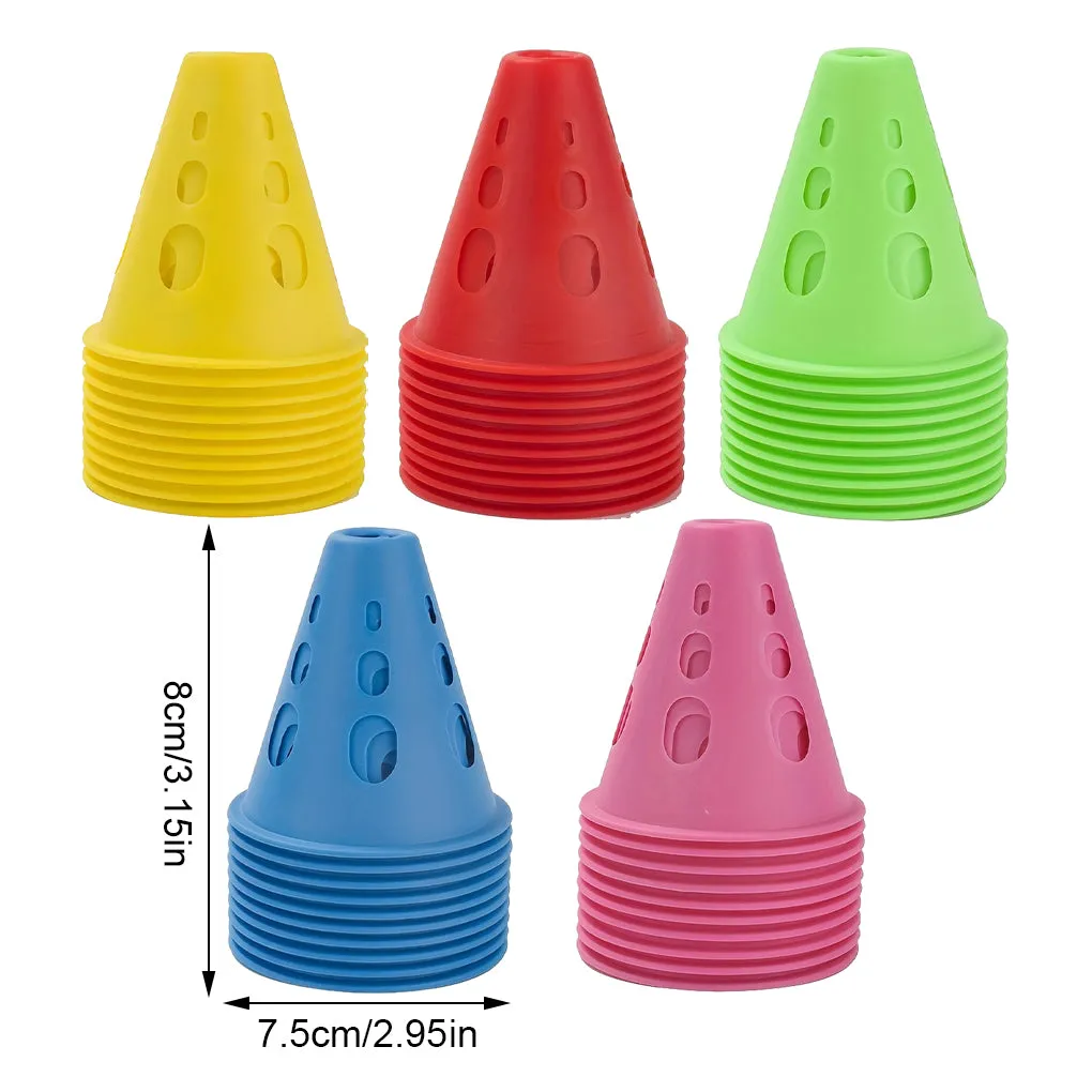 Premium Windproof Agility Marking Cones for Roller Skating & Soccer Training – 10pcs Set with Perforated Design & Storage Bag – Durable ABS Material, Improve Speed & Precision