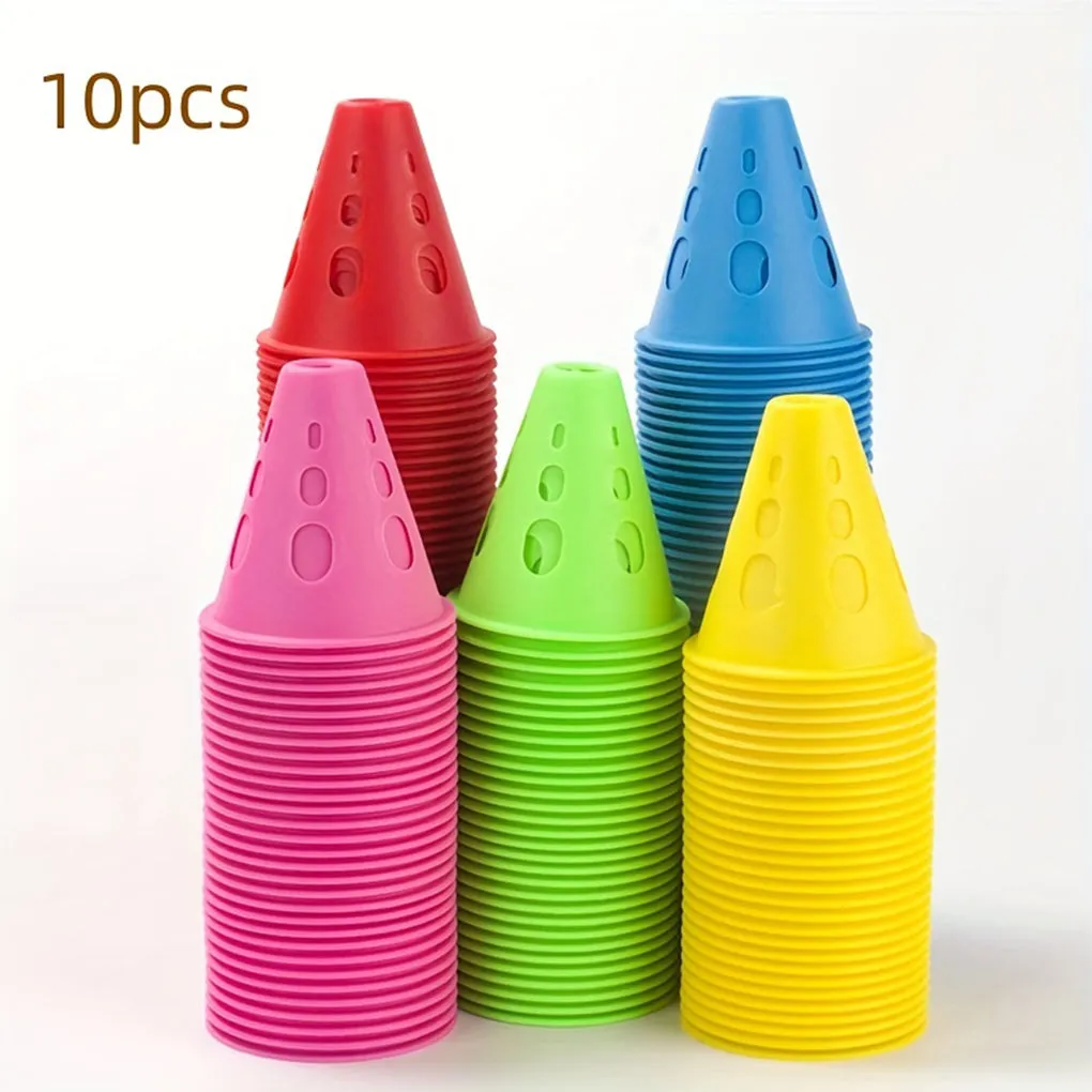 Premium Windproof Agility Marking Cones for Roller Skating & Soccer Training – 10pcs Set with Perforated Design & Storage Bag – Durable ABS Material, Improve Speed & Precision