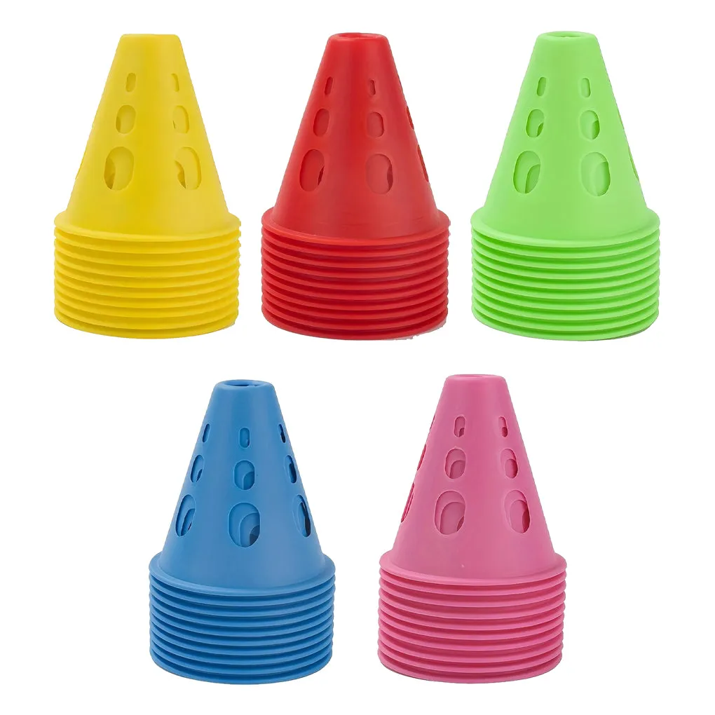 Premium Windproof Agility Marking Cones for Roller Skating & Soccer Training – 10pcs Set with Perforated Design & Storage Bag – Durable ABS Material, Improve Speed & Precision