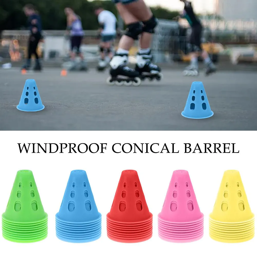 Premium Windproof Agility Marking Cones for Roller Skating & Soccer Training – 10pcs Set with Perforated Design & Storage Bag – Durable ABS Material, Improve Speed & Precision