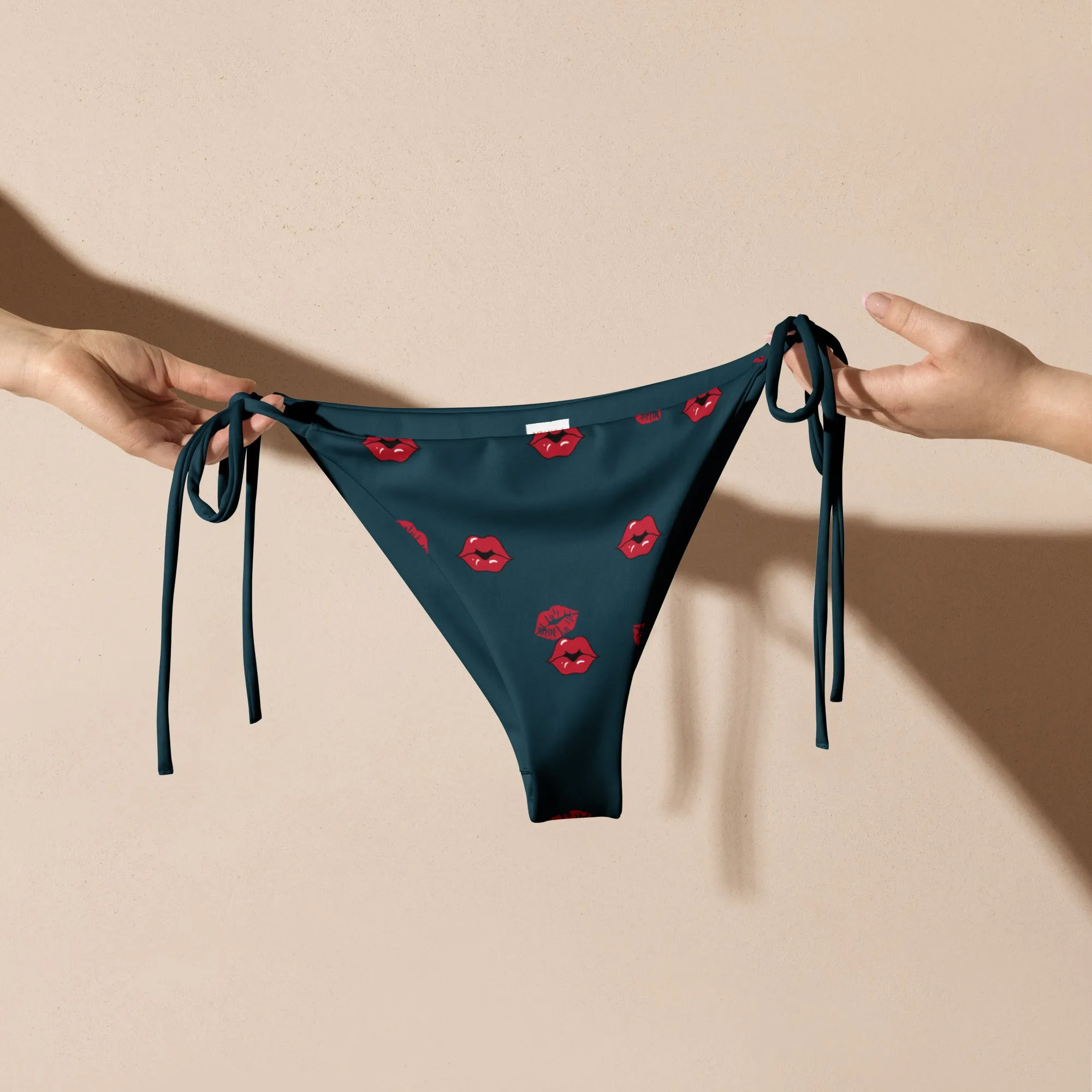 Recycled String Bikini Bottom - Kisses 💋