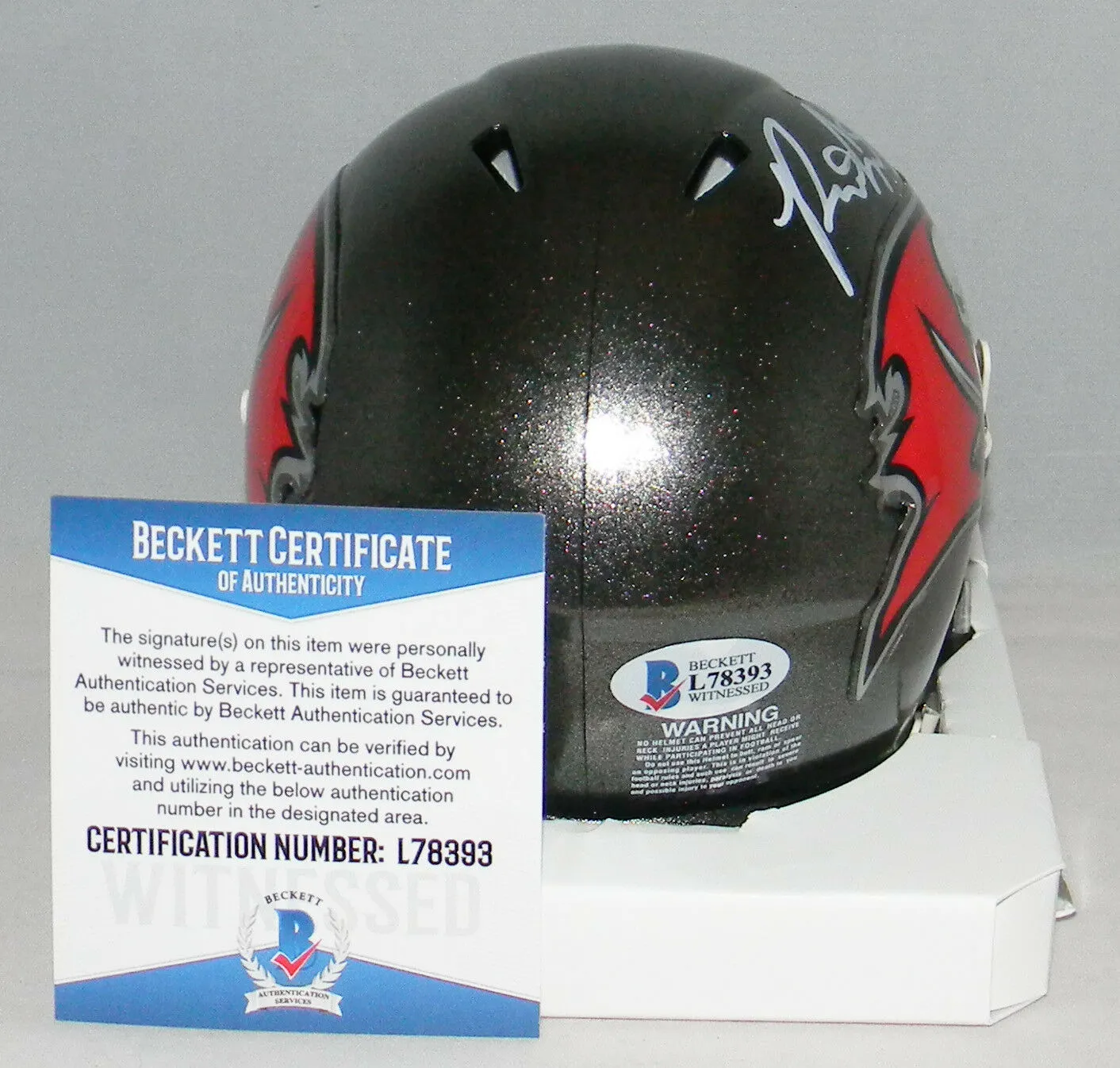 RONALD JONES II AUTOGRAPHED TAMPA BAY BUCS BUCCANEERS SPEED MINI HELMET BECKETT