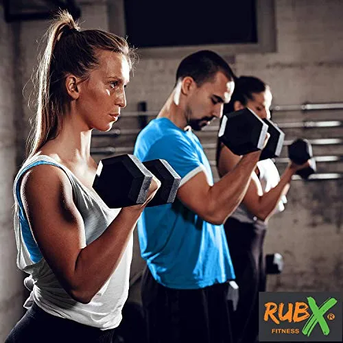 RUBX Rubber Coated Professional Exercise Hex Dumbbells (Pack of Two) (5)