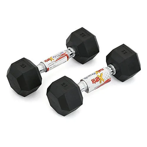 RUBX Rubber Coated Professional Exercise Hex Dumbbells (Pack of Two) (5)