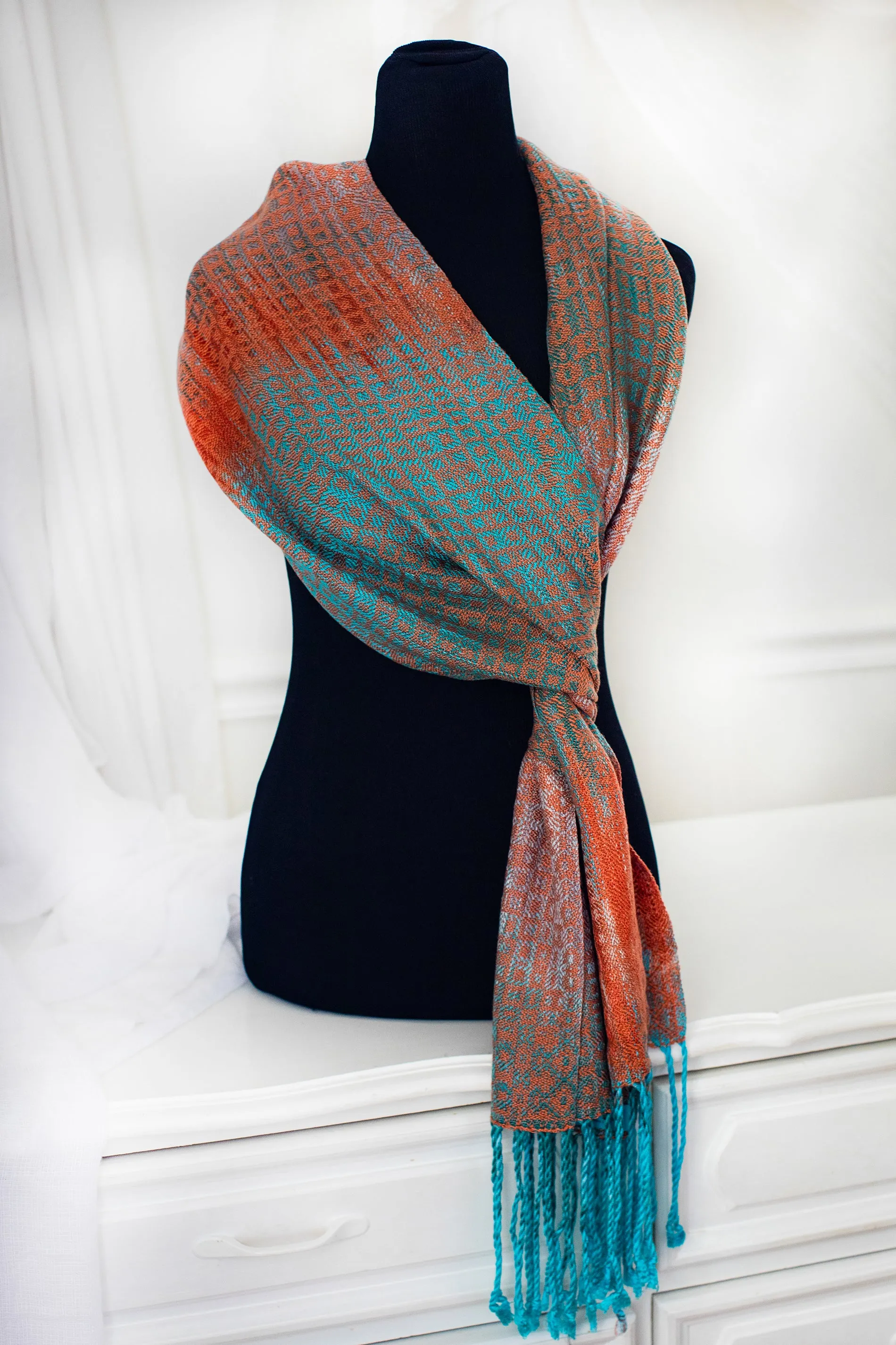 Sacred Kingfisher Skinny Scarf- Tangerine