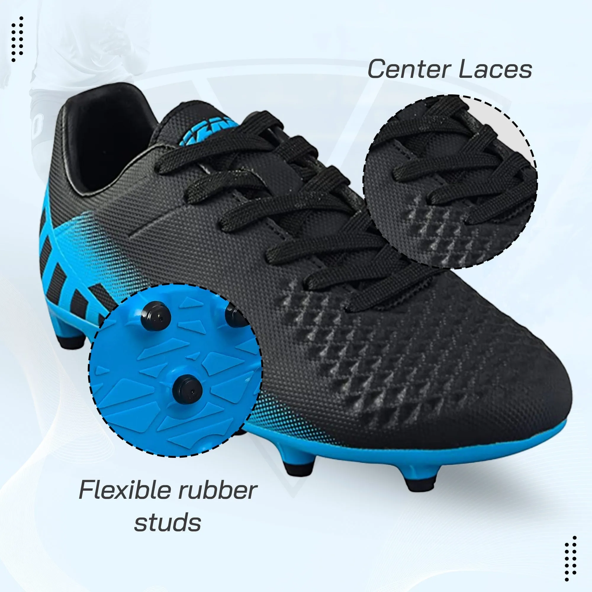 Santos Firm Ground Soccer Shoes - Black/Sky Blue
