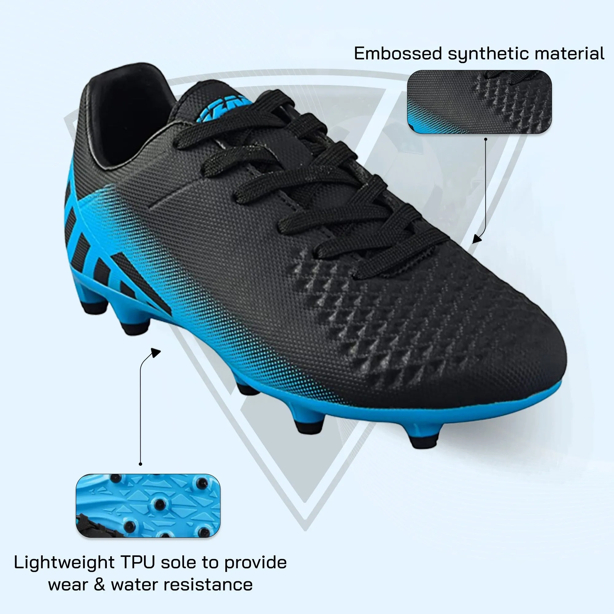 Santos Firm Ground Soccer Shoes - Black/Sky Blue
