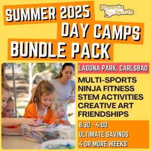 SAVINGS | 8:30 - 4:30<br>Ages 3-9 | Mon - Fri<br>STEM, Sports, Martial Arts<br>Laguna (Kelly) Park, Carlsbad<br>Separated Age Groups