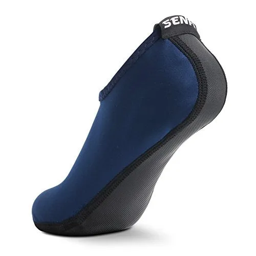 SENFI Unisex Water Skin Shoes Barefoot Aqua Socks for Pool Water Aerobics Exercise,TFF-01navy-XL