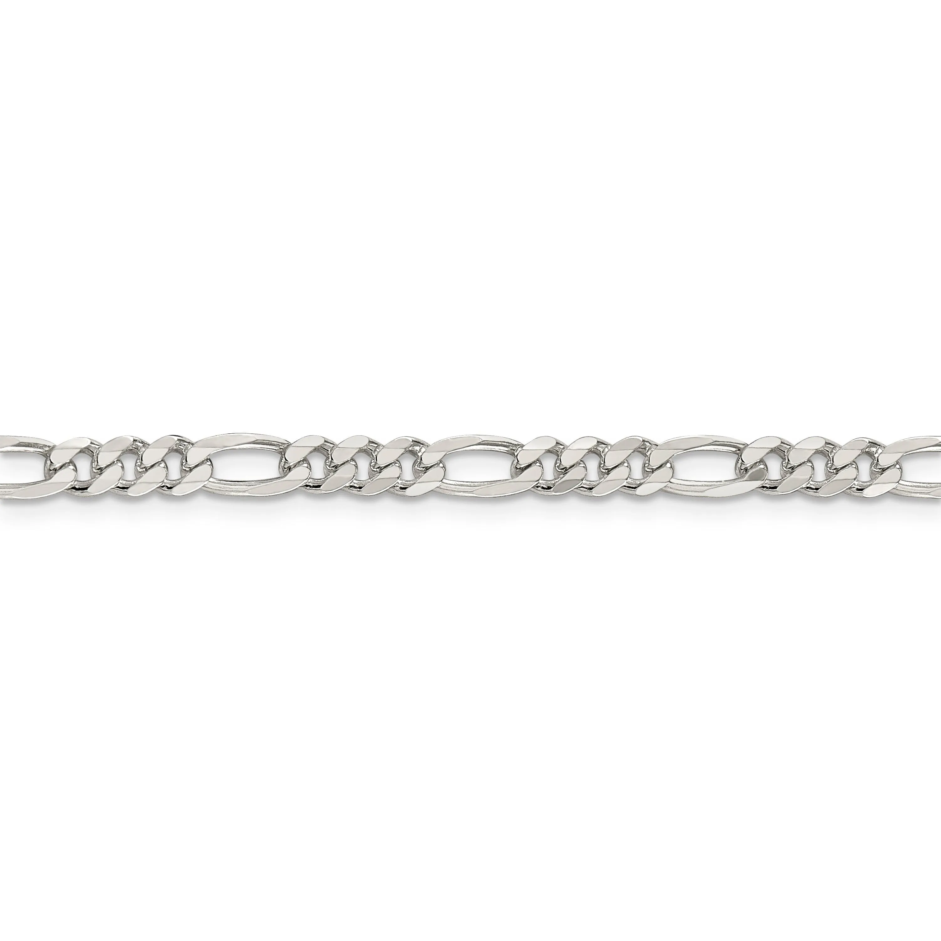 Silver 4.75-mm Solid Pave Flat Figaro Chain