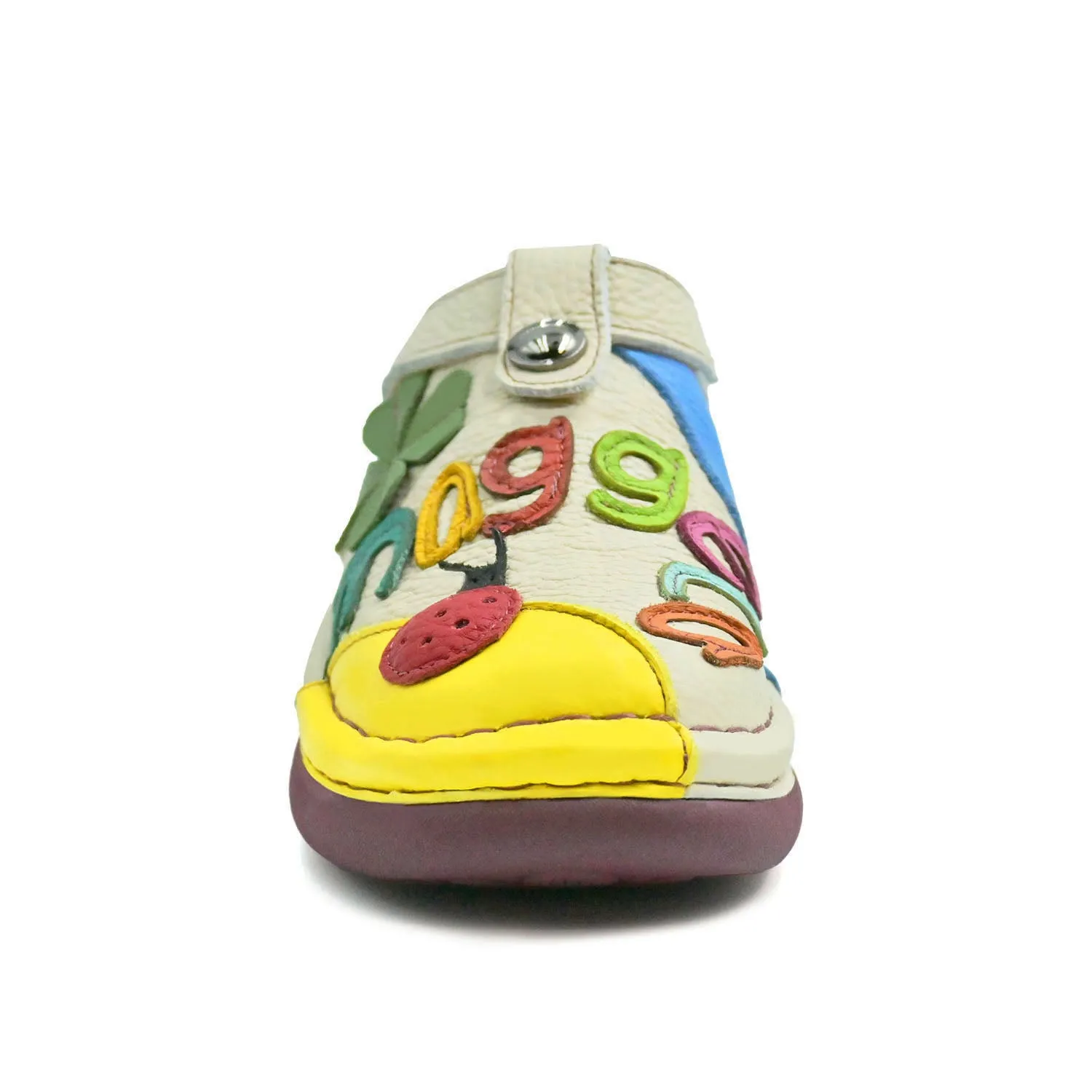Slip-On Women's Casual Shoes – Oak Silver Shoes, Lightweight Genuine Leather, Comfortable Flat Design, Low Heel, Floral Print, Stylish & Easy to Wear