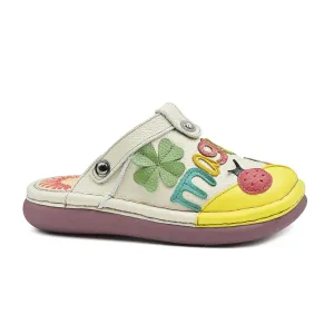 Slip-On Women's Casual Shoes – Oak Silver Shoes, Lightweight Genuine Leather, Comfortable Flat Design, Low Heel, Floral Print, Stylish & Easy to Wear