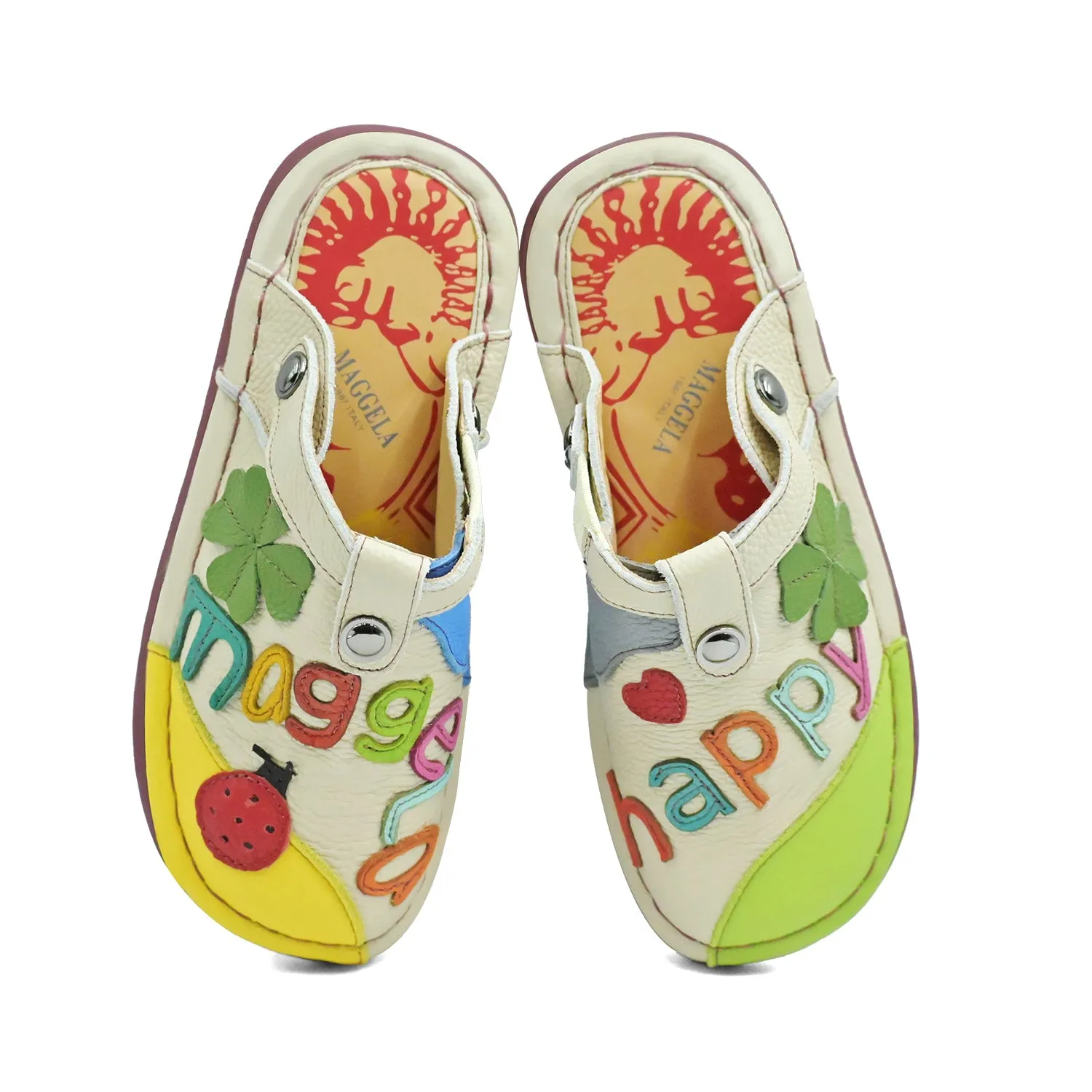 Slip-On Women's Casual Shoes – Oak Silver Shoes, Lightweight Genuine Leather, Comfortable Flat Design, Low Heel, Floral Print, Stylish & Easy to Wear