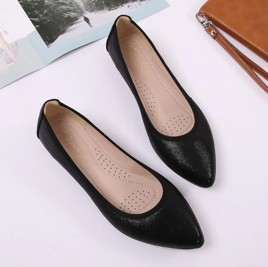 Small Feet Women's Metallic Leather Flat Shoes ES113