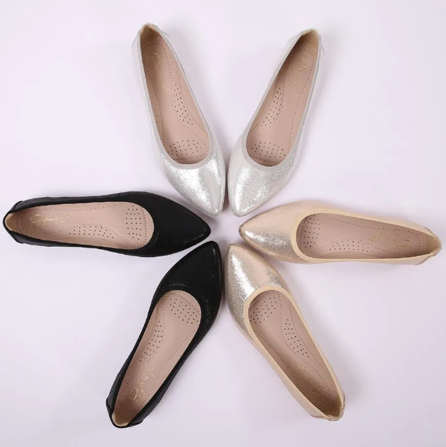 Small Feet Women's Metallic Leather Flat Shoes ES113