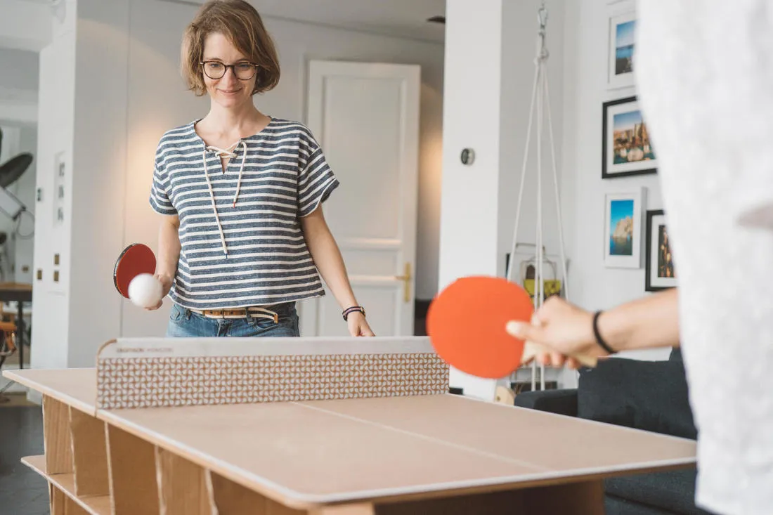 Small Indoor Table Tennis Set PPR 100 with 2 Bats and 3 Balls
