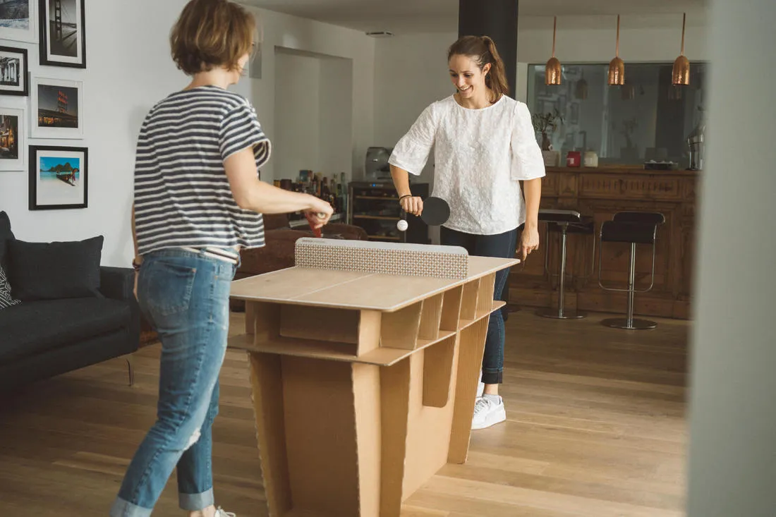 Small Indoor Table Tennis Set PPR 100 with 2 Bats and 3 Balls