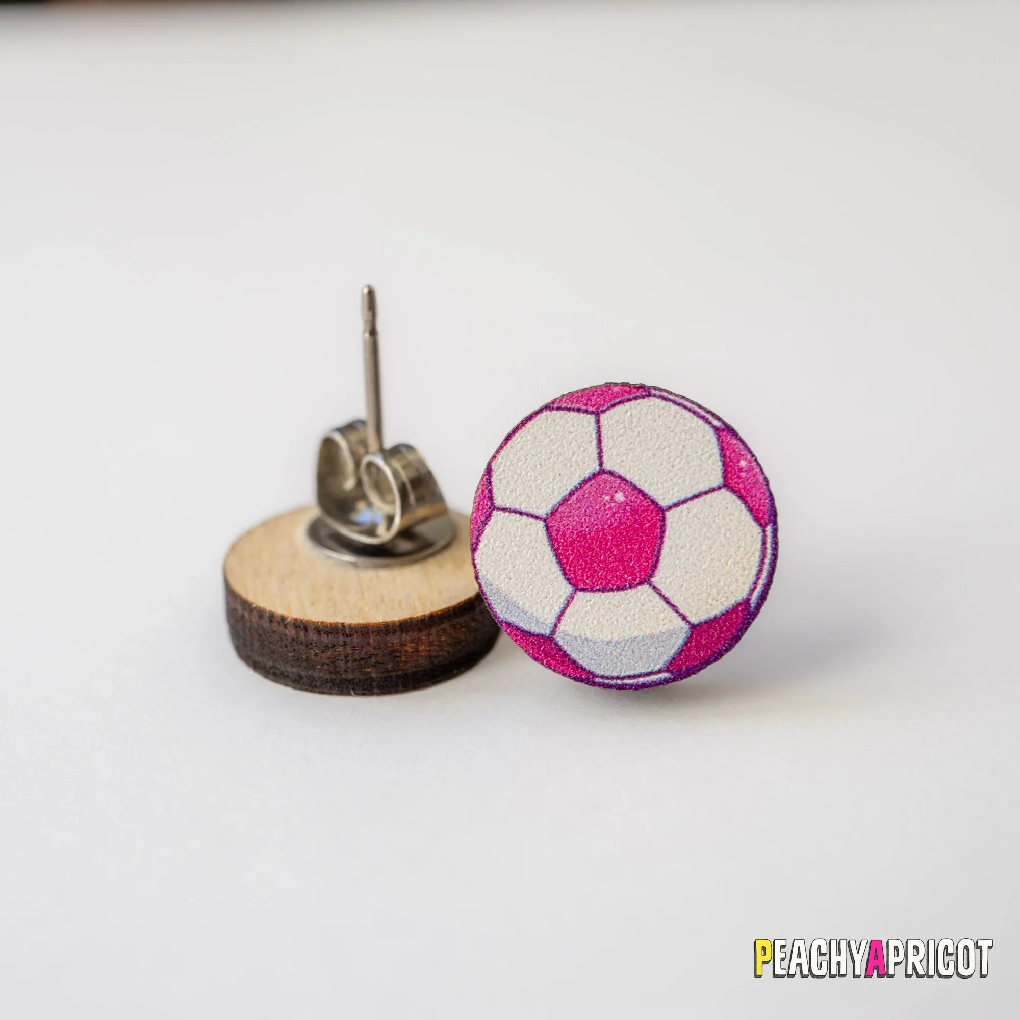 Soccer Ball Earrings - Pink