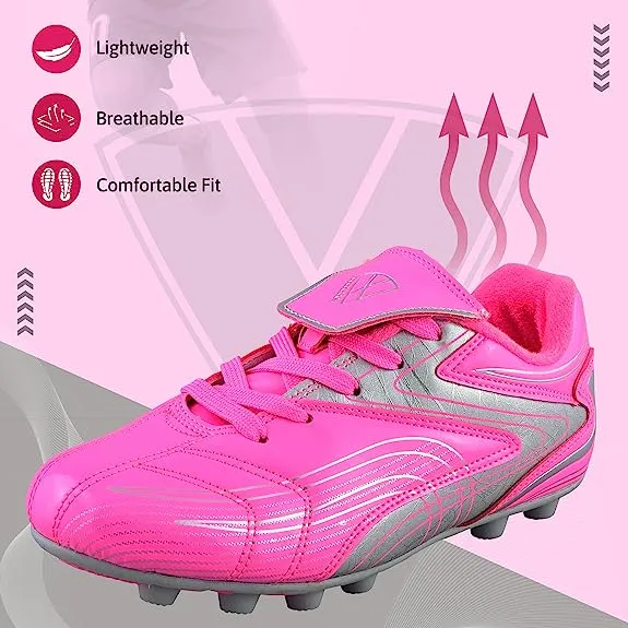 Striker Firm Ground Soccer Shoes - Pink/Silver