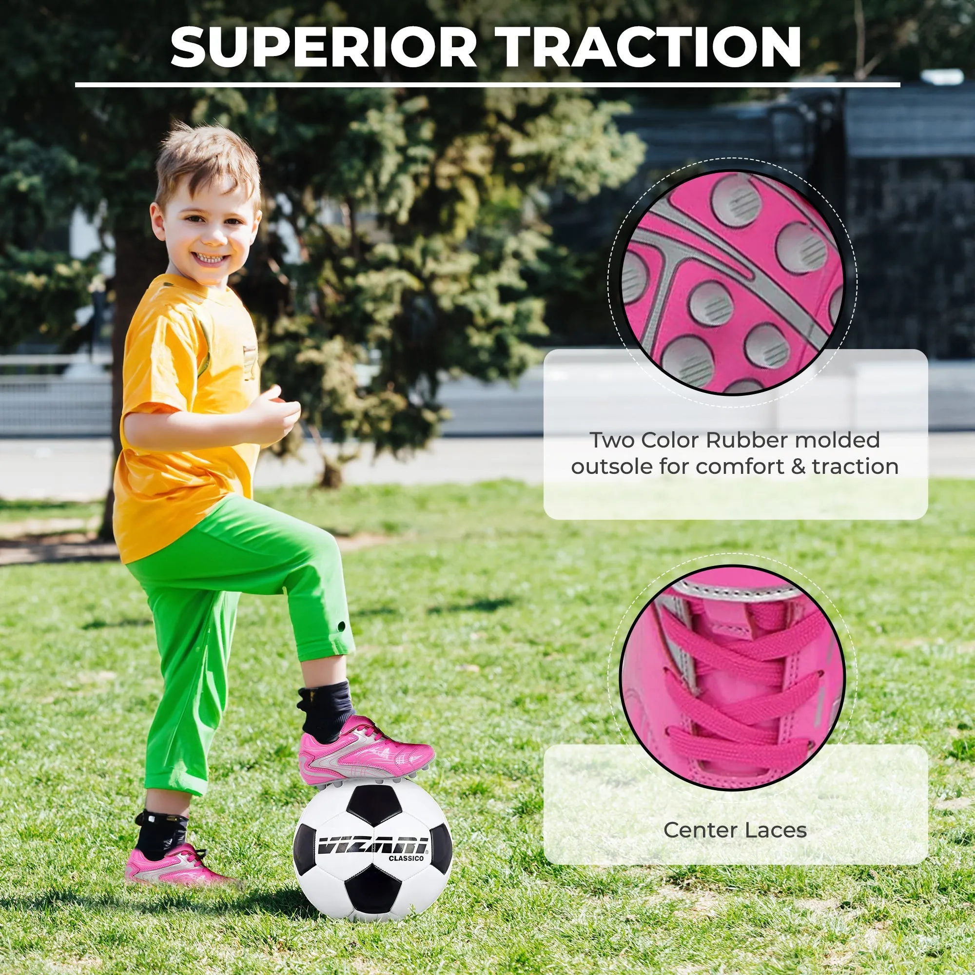 Striker Firm Ground Soccer Shoes - Pink/Silver