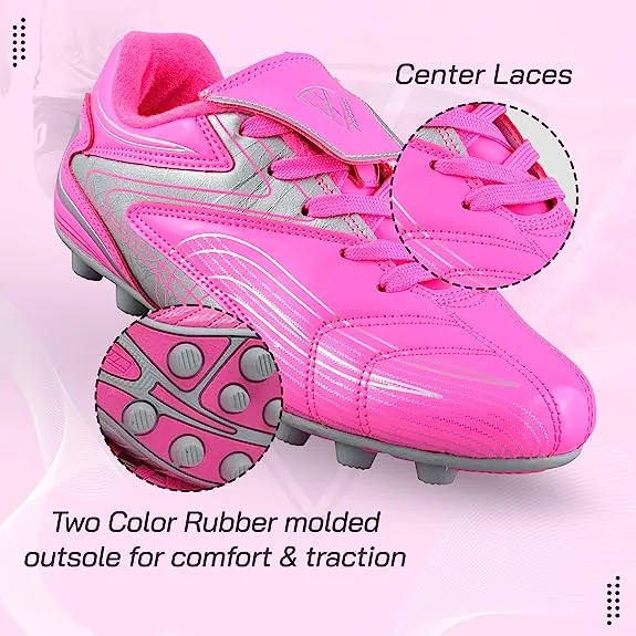 Striker Firm Ground Soccer Shoes - Pink/Silver